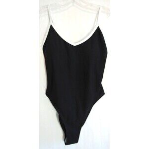 Wilo The Label Black White Trim Ribbed One Piece Bathing Suit Size XS NWT